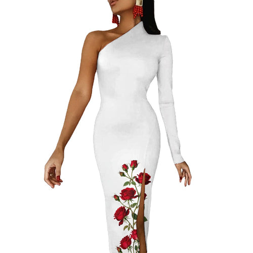 Half Sleeve Slit Rose Dress